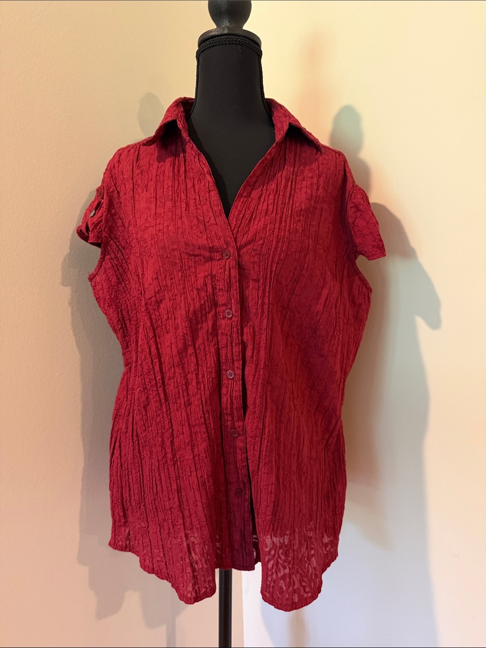 Apt. 9 Red Crinkle Button-Down Shirt
